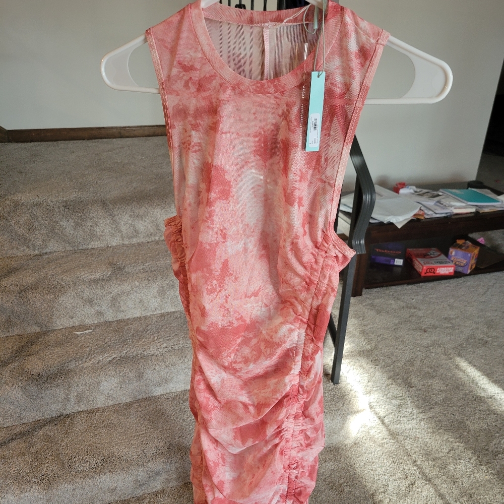 Pink mesh swim cover up